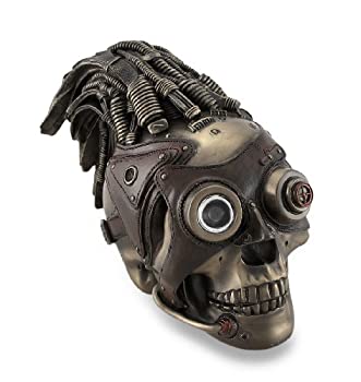 šۡ͢ʡ̤ѡResin Head Sculptures Bronzed Steampunk Skull Sculptural Industrial Statue 4.75 X 15cm X 20cm Bronze