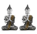 【中古】【輸入品 未使用】ペアの小さなFeng Shui 4 TallタイPraying MeditatingシルバーBuddha Statue Figurine Feng Shui ( 2g16608 ) ~ Weを支払いSales税金