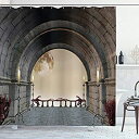 【中古】【輸入品・未使用】(180cm W By 180cm L Multi 8) - Gothic Decor Shower Curtain by Ambesonne Middle Age Balcony of Stone Castle with Candles Renaissance Ins
