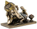 【中古】【輸入品 未使用】Young Ganesh (ガネーシャ) Reading withマウス6インチの幅 Hindu Elephant God of Success Absolutely美しい彫刻アートワークby King Tut 039