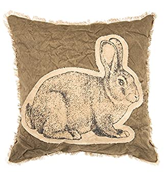 【中古】【輸入品・未使用】プリミティブby Kathy Decorative Bunny Cabbageコットンクッション、18インチの正方形