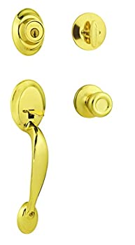 【中古】【輸入品・未使用】Kwikset Dakota Single Cylinder Handleset w/Tylo Knob featuring SmartKey in Polished Brass [並行輸入品]
