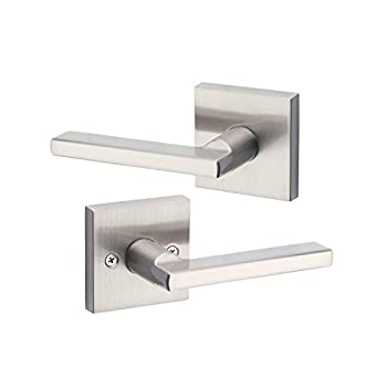 【中古】【輸入品・未使用】Kwikset サテンニッケル 91540-001 ハリファックス ドアハンドルレバー モダン コンテンポラリー スリム スクエアデザイン ご自宅の廊下やクロー