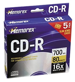 【中古】【輸入品・未使用】Memorex 700MB/80分 CD-Rメディア 16倍速 (5枚パック スリムジュエルケース付き)