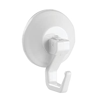 【中古】【輸入品 未使用】InterDesign Power Lock Bathroom Shower Plastic Suction Cup Hooks for Loofah - Set of 2 White by InterDesign