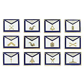 【中古】【輸入品・未使用】オフィサーエプロン ブルー&ホワイト フリーメーソンラペルピン (12ピンセ..