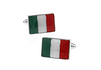 【中古】【輸入品・未使用】MRCUFF イタリア国旗 イタリア レッド ホワイト グリーン ペア カフリンク プレゼンテーション ギフトボックス&ポリッシュクロ...