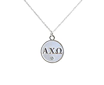 【中古】【輸入品・未使用】アルファChi Omega Sorority Lavalier Necklace???AXO???シルバー