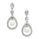 【中古】【輸入品・未使用】Mariell CZ and Pearl Drop Vintage Wedding Dangle Earrings Art Deco Clip-On or Pierced Style for Brides(4)