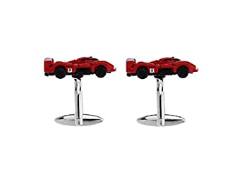 【中古】【輸入品・未使用】MRCUFF レースカー Le Mans F1 レッド フォーミュラ 1ペア カフスボタン ギフトボックス&磨き布付き