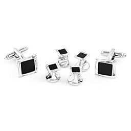 【中古】【輸入品・未使用】mrcuffブラック正方形Designer Cufflinks & Studs Set in a Presentationギフトボックス&ポリッシュクロス