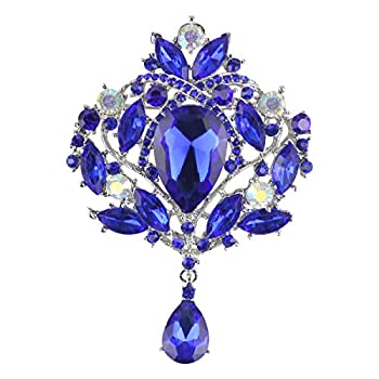 【中古】【輸入品・未使用】メリダとおそろしの森作成されたクリスタルブローチの女性Shinyフラワーティアドロップブローチピン???ブルー