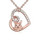【中古】【輸入品・未使用】TuShuo繊細キュート中空ハートLovely PigペンダントネックレスPigジュエリーレディースガールズ(4)