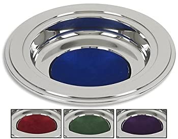 Silver Tone Offering Plates (Blue Felt Pad) by Catholic Factory Outlet