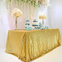【中古】【輸入品・未使用】(Gold) - TRLYC 150cm x 300cm Rectangular Sequin Tablecloth Gold