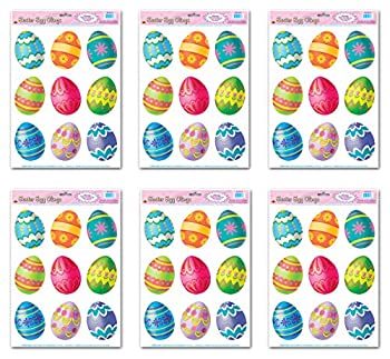 【中古】【輸入品・未使用】Beistle イースターエッグウィンドウステッカー 6シート 12インチ x 17インチ シート