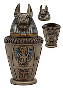 【中古】【輸入品・未使用】Ebros 古代エジプトの神と神 デュアミューテフ キャノピージャー像 高さ5.75インチ ホルスの四人の息子 スカラベとアンク ベース 置物 収納ボッ