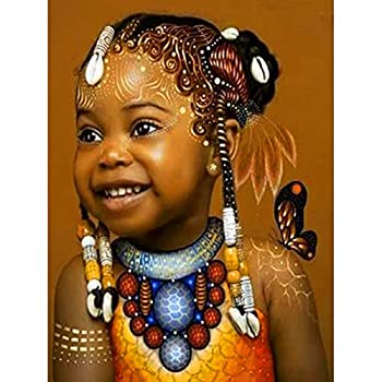 【中古】【輸入品 未使用】SKRYUIE 5D フルドリル ダイヤモンドペインティング 笑顔 小さなアフリカの女の子 ナンバーキット ダイヤモンドアート刺繍 DIYクラフトセット ア