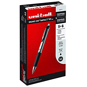 yÁzyAiEgpzuni-ball 207 Impact Retractable Gel Pens Bold Point (1.0mm) Black 12 Count