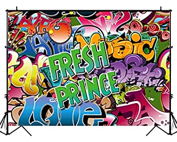 【中古】【輸入品・未使用】HUAYI The Fresh Prince 写真撮影用背景幕 誕生日 80年代90年代 パーティー装飾 グラフィティ 壁 写真 背景 音楽 ヒップホップ 誕生日バナー 7x5