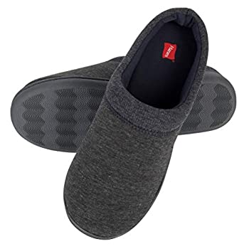 yÁzyAiEgpzHanes Women's Soft Waffle Knit Clog Slippers with Indoor/Outdoor Sole Charcoal/Blue Large