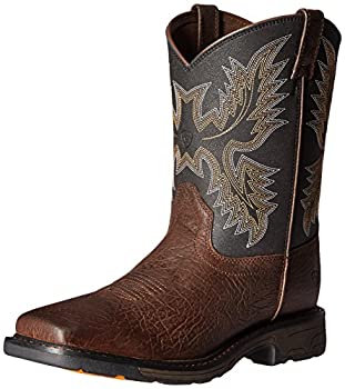 yÁzyAiEgpzKids' Workhog Wide Square Toe Western Cowboy Boot Bruin Brown 5.5 M US Big Kid