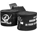 Arrowway Instructional Hand Wraps w/Printed Directions for Boxing & MMA???142?" Meister Elastic ブラック