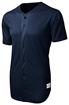【中古】【輸入品・未使用】(Large True Navy) - Sport-Tek Men's PosiCharge Tough Mesh Full Button Jersey