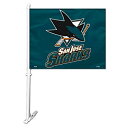 【中古】【輸入品・未使用】Fremont Die 88925 San Jose Sharks Car Flag with Wall Brackett