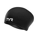 【中古】【輸入品・未使用】TYR Sport Long Hair Wrinkle-Free Silicone Swim Cap (Black)