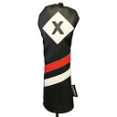 【中古】【輸入品・未使用】Majek Retro Golf Headcover Black Red and White Vintage Leather Style X Fairway Wood Head Cover Classic Look Wheel Tag Includes Numbers
