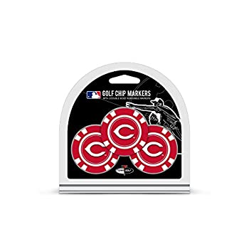 【中古】【輸入品・未使用】Team Golf MLB ゴルフチップボールマーカー (3本入り) ポーカーチップサイズ ポップアウト 小さな両面エナメルマーカー付き シンシナティレッド