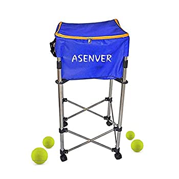 【中古】【輸入品・未使用】ASENVER テニスボールカート ボールホッパーバスケット ボール160個まで収納可能 テニスボール用