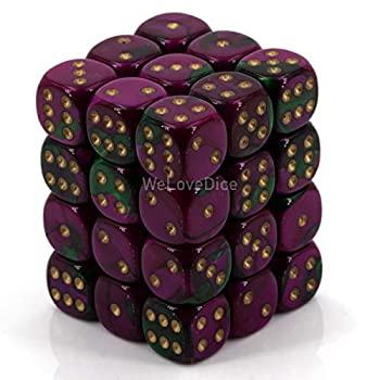 【中古】【輸入品・未使用】Green-Purple/Gold Gemini 12mm d6 (36) by Chessex Dice