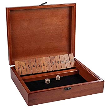 【中古】【輸入品・未使用】WE Games Shut the Box Game with 12 Numbers in an Old World Styled Wood Box with a Lid and a Brass Latch [並行輸入品]