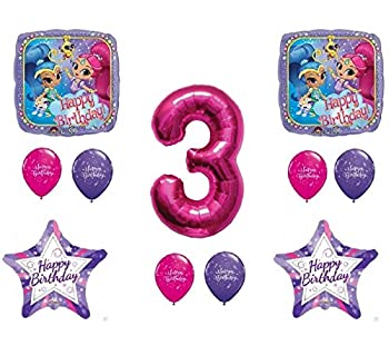【中古】【輸入品・未使用】SHIMMER AND SHINE 3rd HAPPY バースデーパーティーバルーン デコレーション用品 ジーニーニック