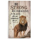 【中古】【輸入品 未使用】P. Graham Dunn Be Strong and Courageous Lion Design 24 x 14 木製パレット 壁アート サイン 飾り板