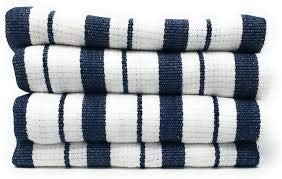 【中古】【輸入品・未使用】Williams Sonoma Classic Striped Dishcloths Navy Blue (set of 8)