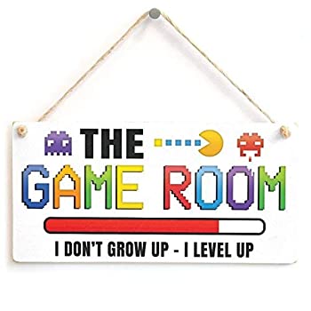 meijiafei The Game Room IないGrow Up???IレベルUp???ゲームルームサインGreat Small Gift Idea Forゲーマー10?" x 5?"