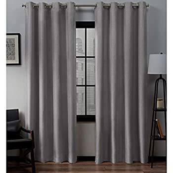 【中古】【輸入品 未使用】Exclusive Home Loha Linen Grommet Top Window Curtain Panel Pair Dove Grey 52 x 96 cm