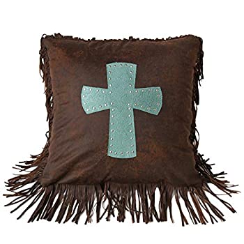 【中古】【輸入品 未使用】HiEnd Accents Cheyenne Cross Pillow in Turquoise