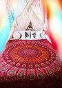 【中古】【輸入品・未使用】(230 x 215 Cms/90 X 84 Inches Red) - Queen Indian Traditional Hippie Cotton Beach Coverlet Curtain Bohemian Wall Hanging Tapestry