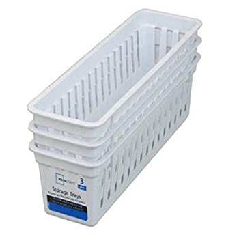 【中古】【輸入品 未使用】Slim Plastic kitchen Storage Organization Trays Baskets in White Set of 9 by Mainstays