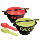 楽天アトリエ絵利奈【中古】【輸入品・未使用】TWO Ramen Bowl Set （2 Sets - 1 Red 1 Green） by World Market