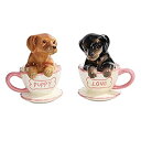 【中古】【輸入品・未使用】Pacific Trading Dachshund Puppy Love Puppiesティーカップ塩とコショウシェーカーセット