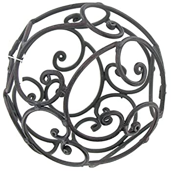 【中古】【輸入品・未使用】Black Iron Decorative Sphere with Open Swirl
