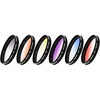Vivitar 67?Mm Graduated Colorマルチコートフィルタセット(レッド、イエロー、ブルー、オレンジ、グレー、パープル&ケース)