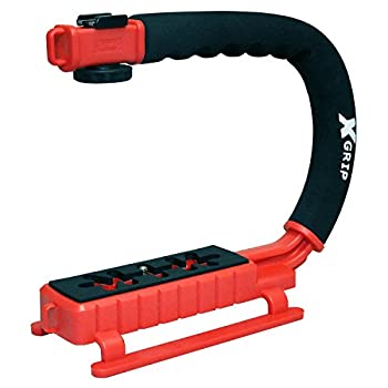 【中古】【輸入品・未使用】Opteka X-GRIP Professional Camera/Camcorder Action Stabilising Handle with Accessory Shoe for Flash Mic or Video Light (Red)
