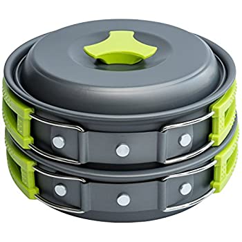 šۡ͢ʡ̤ѡCamping Cookware Mess Kit Backpacking Gear &Hiking Outdoors Bug Out Bag Cooking Equipment 10 Piece Cookset | Lightweight Compact &Dur