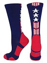 【中古】【輸入品・未使用】MadSportsStuff パトリオット 星条旗 アスレチッククルーソックス S ブルー